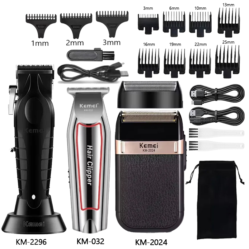 Electric Shaver Rotary - Zestaw maszynki do strzyżenia włosów Kemei